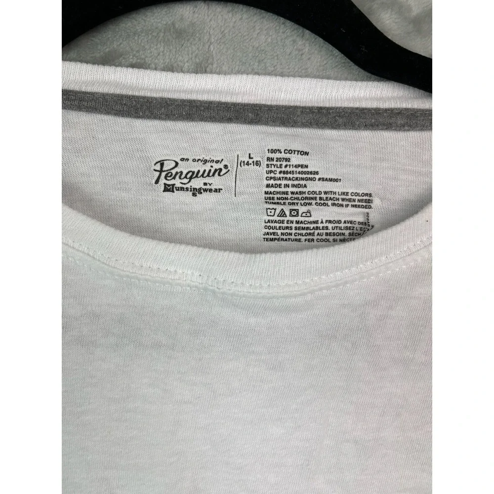 Penguin Boys White Undershirt T-Shirt Large 14‎ 16 Short Sleeve *Note